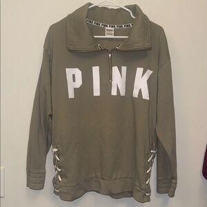 PINK Victoria's Secret Khaki Cowl Neck Sweater